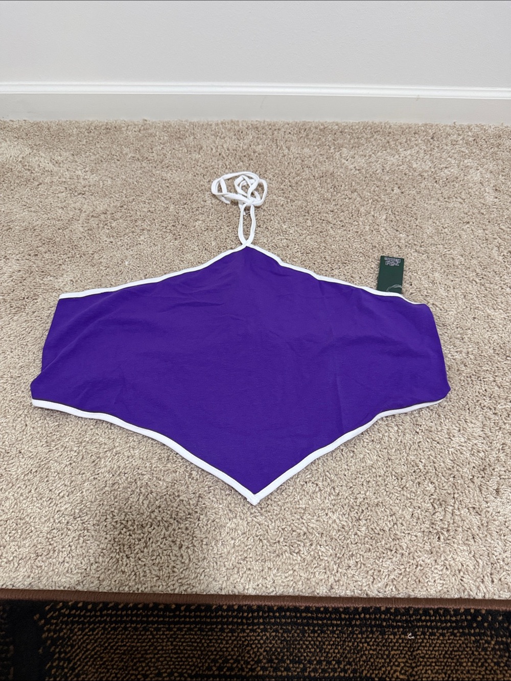 wild fable Purple Halter Crop Top with White Trim
